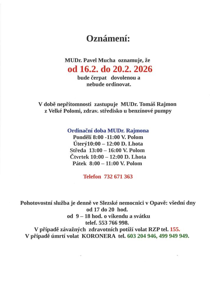 Mudr. Mucha dovolená