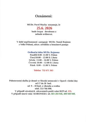 Mudr. Mucha dovolená